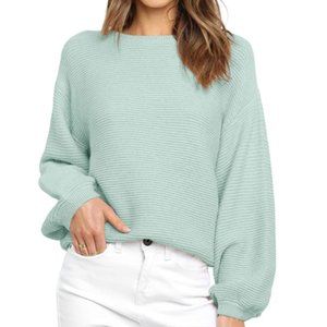 Coololi Women's Ribbed Pullover Sweater Tops Fall Trendy Knit Sweaters
